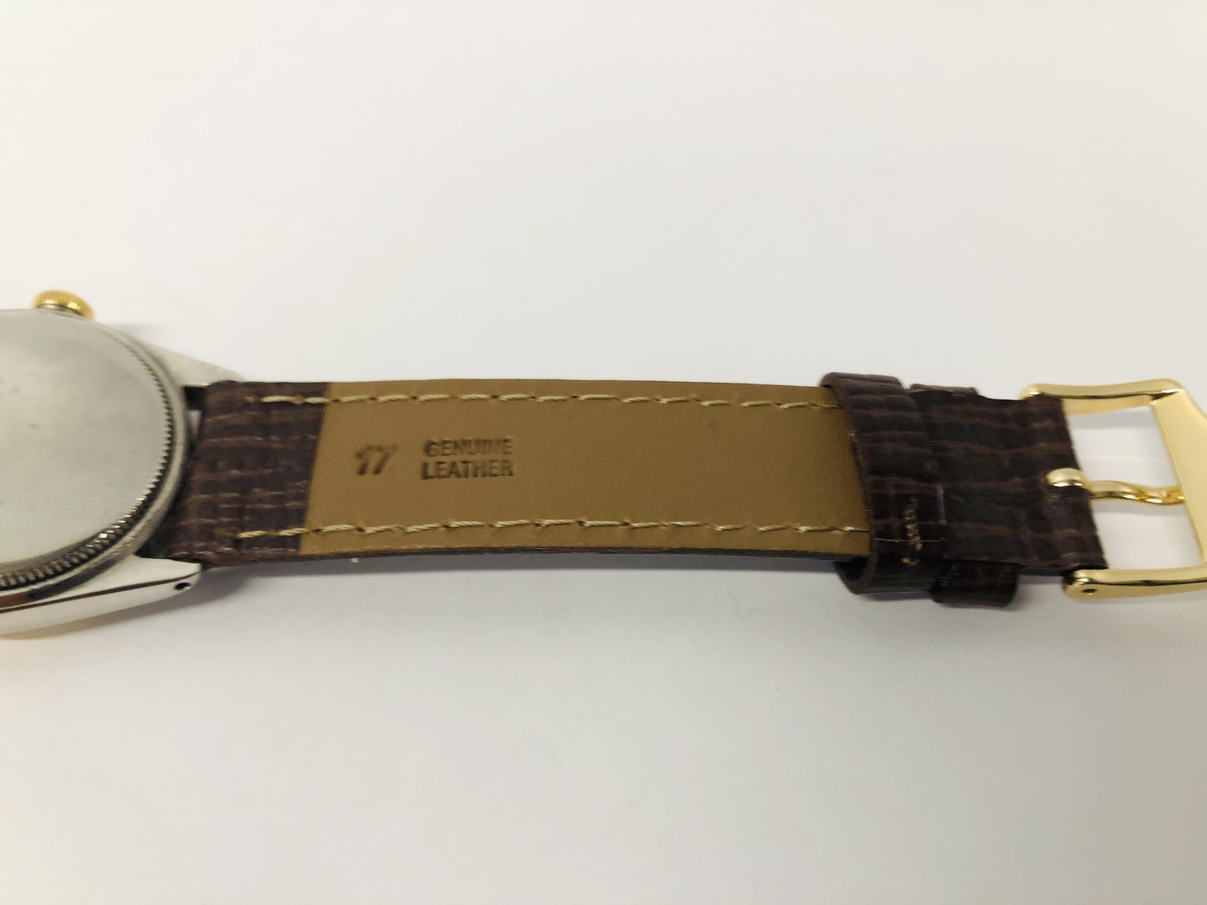 A VINTAGE CIRCA 1950 GENTLEMANS ROLEX OYSTER WRIST WATCH ON BROWN LEATHER REPLACEMENT STRAP. - Image 7 of 10