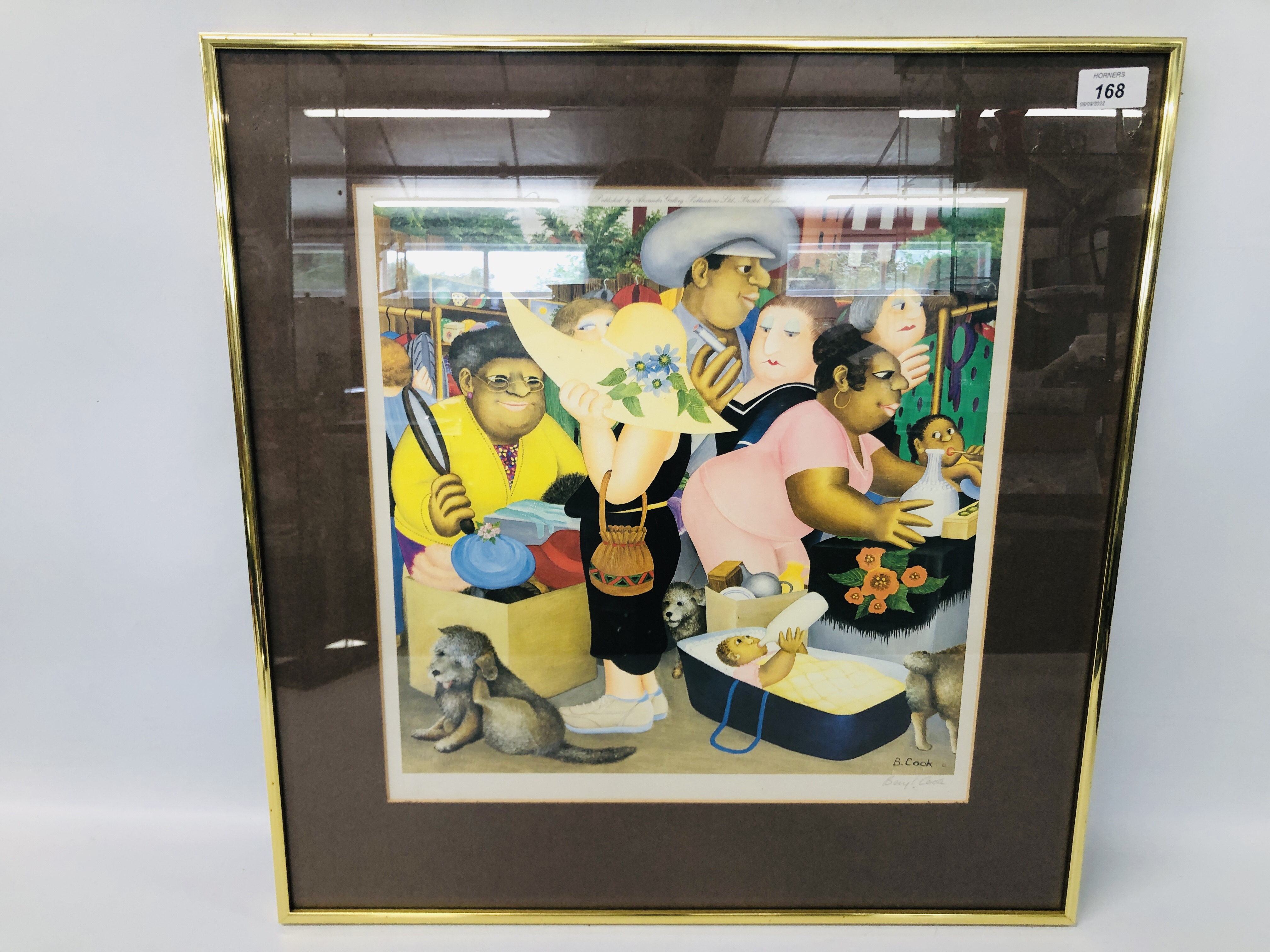 2 X BERYL COOK PRINTS TO INCLUDE A MARKET SCENE SIGNED IN MARGIN 40 X 40CM + A COUPLE DANCING 14. - Image 2 of 6