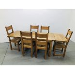 A MODERN GOOD QUALITY SOLID OAK EXTENDING DINING TABLE WITH SINGLE DRAWER W 75CM,
