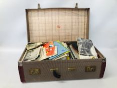 SUITCASE OF EPHEMERA, GUIDE BOOKS, MAPS, PENNANTS ETC.