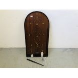 A VINTAGE ABBEY MOLEY BOGEY CORINTHIAN BAGATELLE BOARD WITH NINE BALLS.