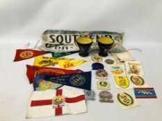 c1950s VESPA SCOOTER CLUB BADGES, PENNANTS, STICKERS, SOUTHEND ON SEA CLUB BANNER,