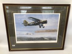A FRAMED AND MOUNTED KEITH HILL LIMITED EDITION AVIATION PRINT "TWINWOOD - THE LEGEND" 17/500 44 X