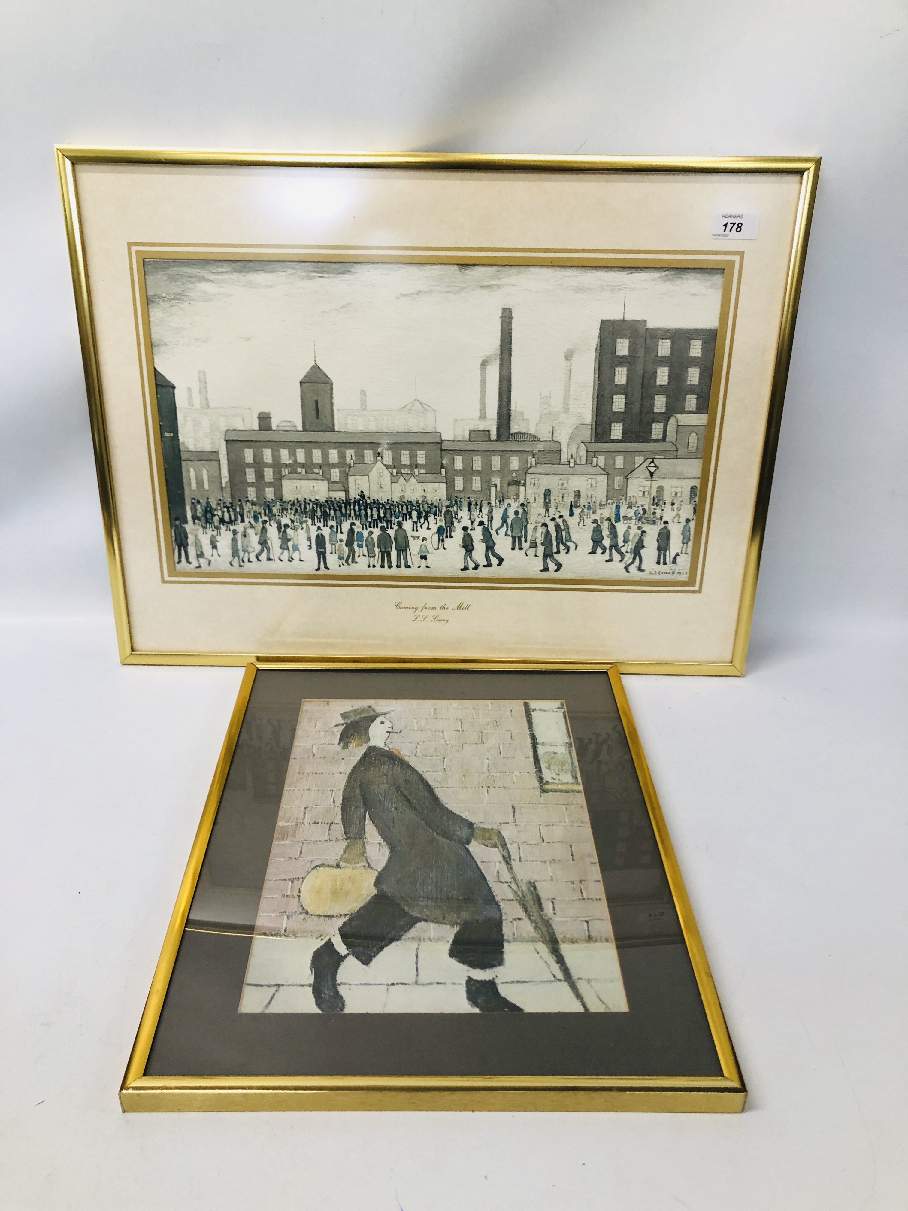 2 X LOWRY PRINTS TO INCLUDE "COMING FROM THE MILL" AND FATHER GOING HOME.