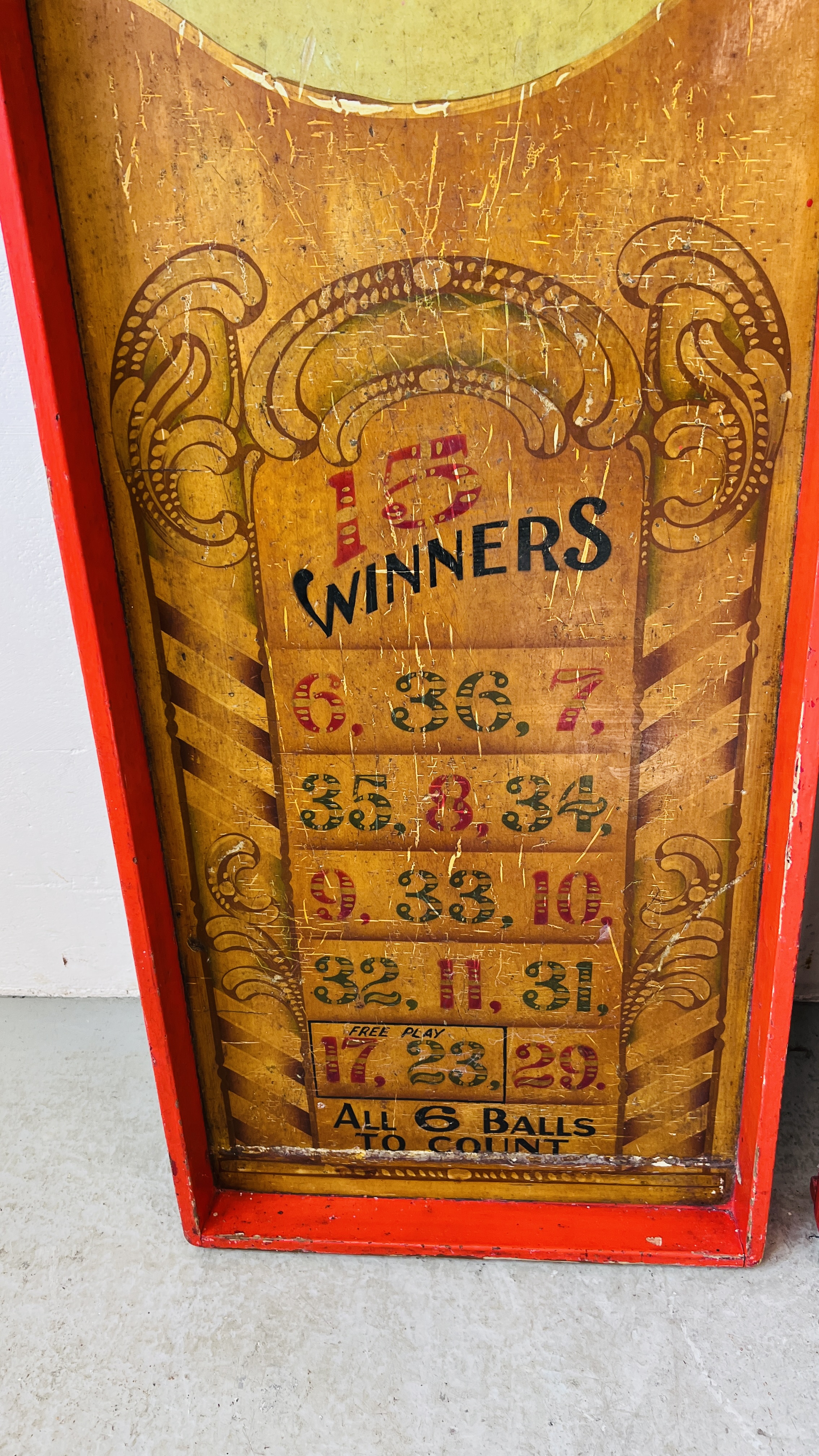 TWO VINTAGE HAND PAINTED FAIRGROUND GAMING BOARDS EACH W 46CM, H 144CM. - Image 9 of 11