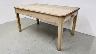 ANTIQUE WAXED PINE FARMHOUSE KITCHEN TABLE WIDTH 152CM. DEPTH 90CM. HEIGHT 77CM.