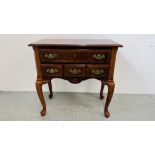REPRODUCTION TWO DRAWER LOW BOY WIDTH 77CM. DEPTH 41CM. HEIGHT 77CM.