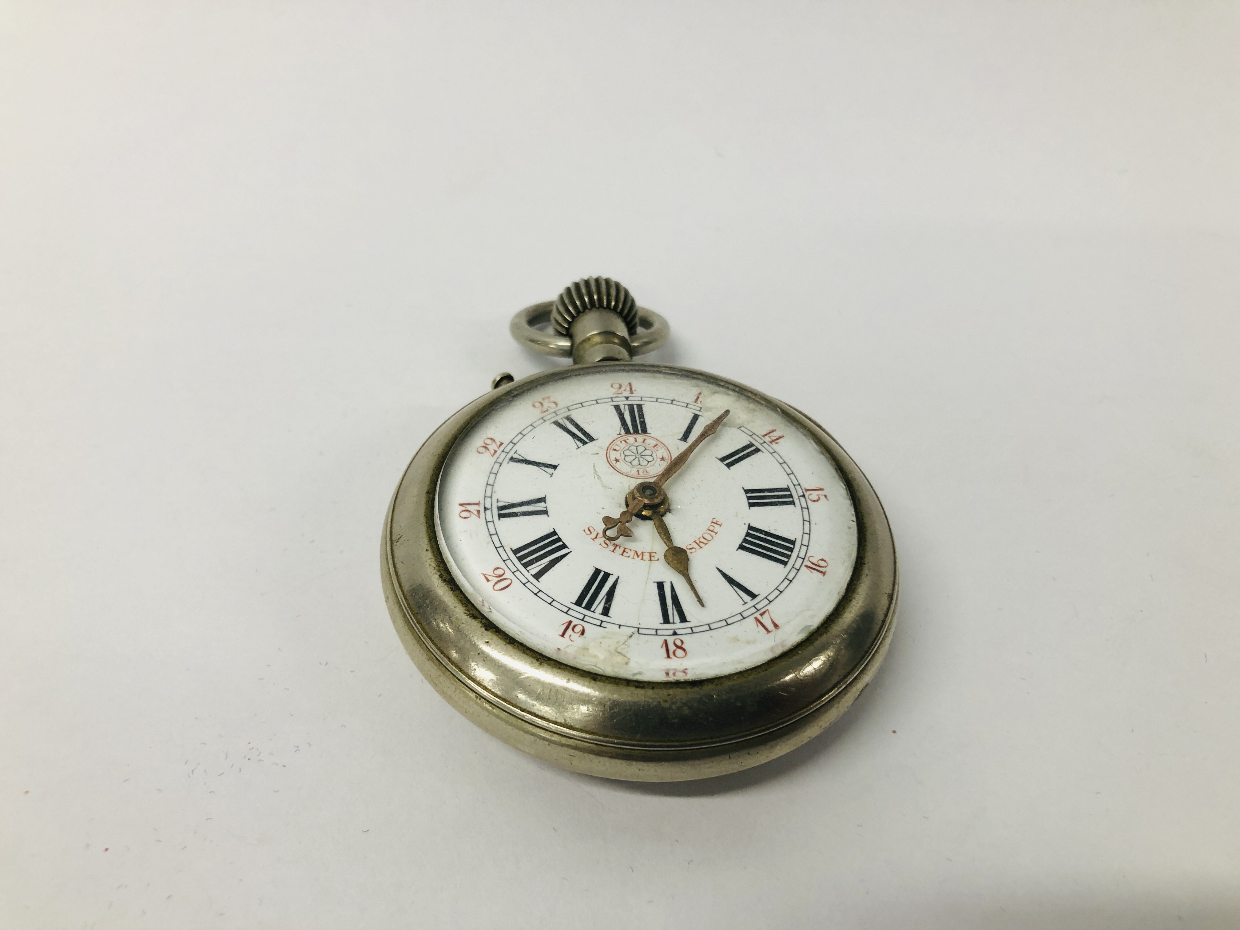 "ROSSKOPF" SYSTEME SWISS MADE POCKET WATCH, ENAMELLED DIAL A/F D 6CM.