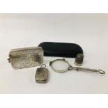 A SILVER VESTA CASE WITH CHASED DECORATION, BIRMINGHAM HALL MARK MAKER J.R.