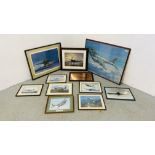 COLLECTION OF ELEVEN ASSORTED AVIATION RELATED PRINTS TO INCLUDE SPITFIRES, ETC.