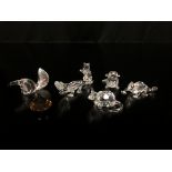 SIX BOXED SWAROVSKI CRYSTAL ANIMAL CABINET ORNAMENTS TO INCLUDE SILVER CRYSTAL ANTEATER, ZODIAC RAT,