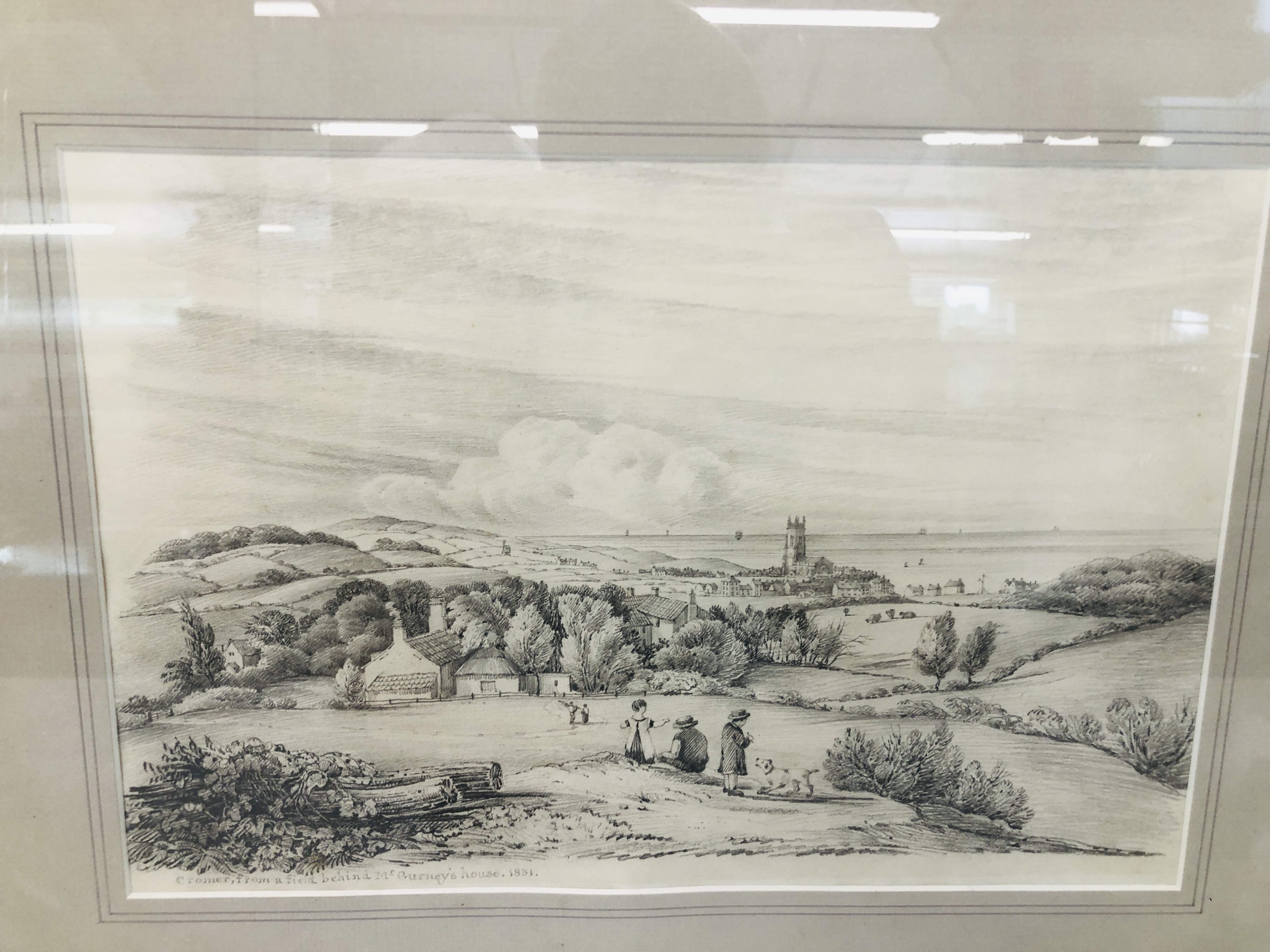 ROBERT BLAKE - CROMER FROM A FIELD BEHIND MR. GURNEY'S HOUSE, 1931 DRAWING 23 X 34CM. - Image 2 of 7