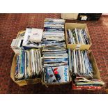 FIVE BOXES OF ASSORTED AVIATION RELATED MAGAZINES ETC + BOX OF VIDEOS AND DVDS.