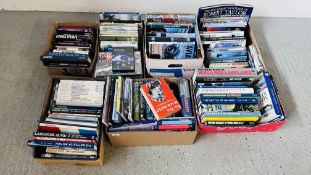 SEVEN BOXES CONTAINING AN EXTENSIVE COLLECTION OF WARTIME AVIATION BOOKS AND DVD'S TO INCLUDE AIR