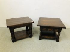 STAINED PINE OCCASIONAL TABLE W 60CM, D 46CM,