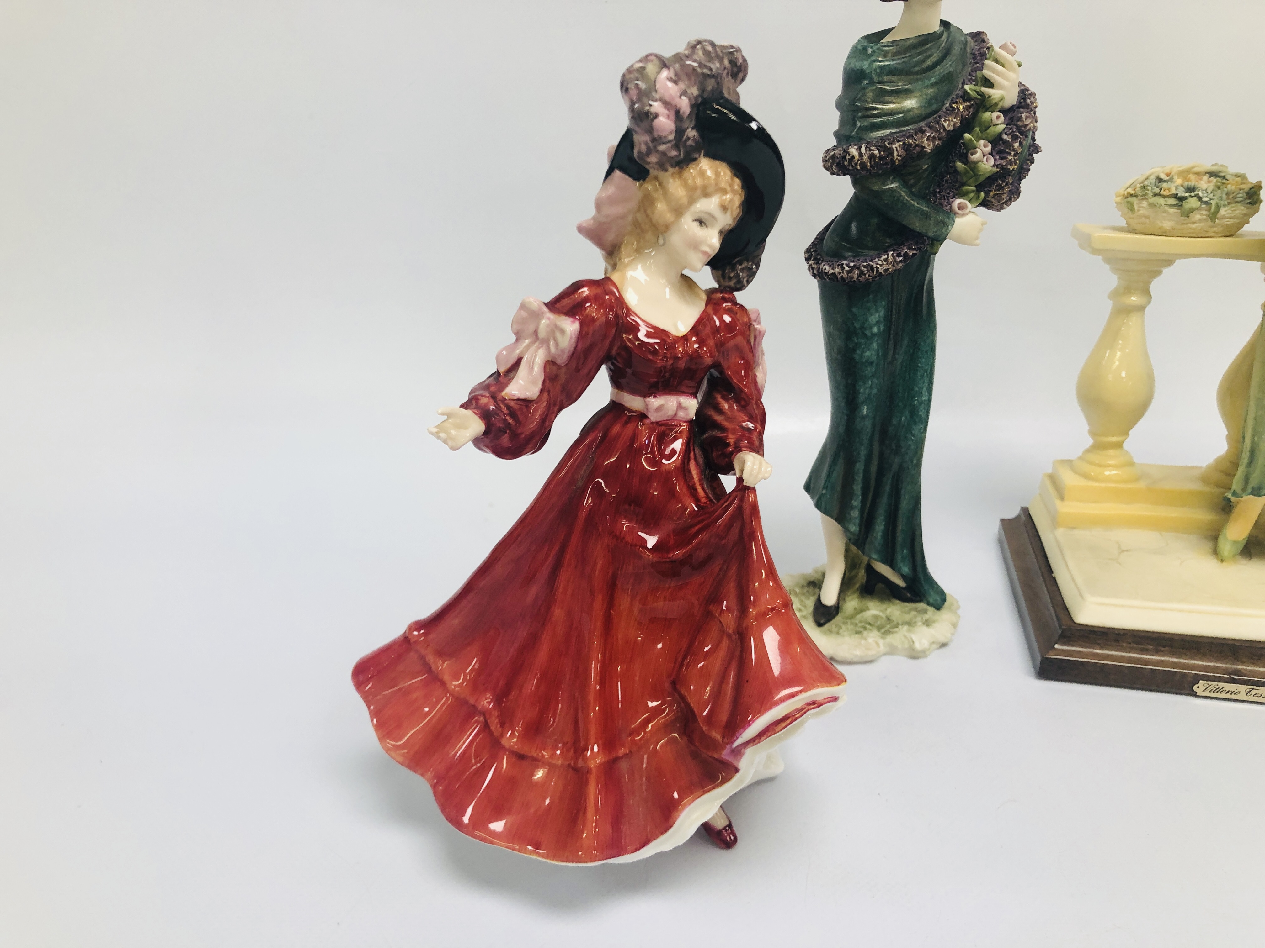ROYAL DOULTON FIGURINE PATRICIA HN3365 ALONG WITH THREE VARIOUS CABINET ORNAMENTS A.D.L. - Image 2 of 9