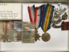 WW2 GROUP OF FOUR MEDALS WITH CERTIFICATE OF ISSUE IN 1970 TO MISS G. SMITH OF LONDON S.E.7.