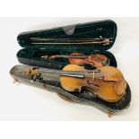 TWO CASED VINTAGE VIOLINS