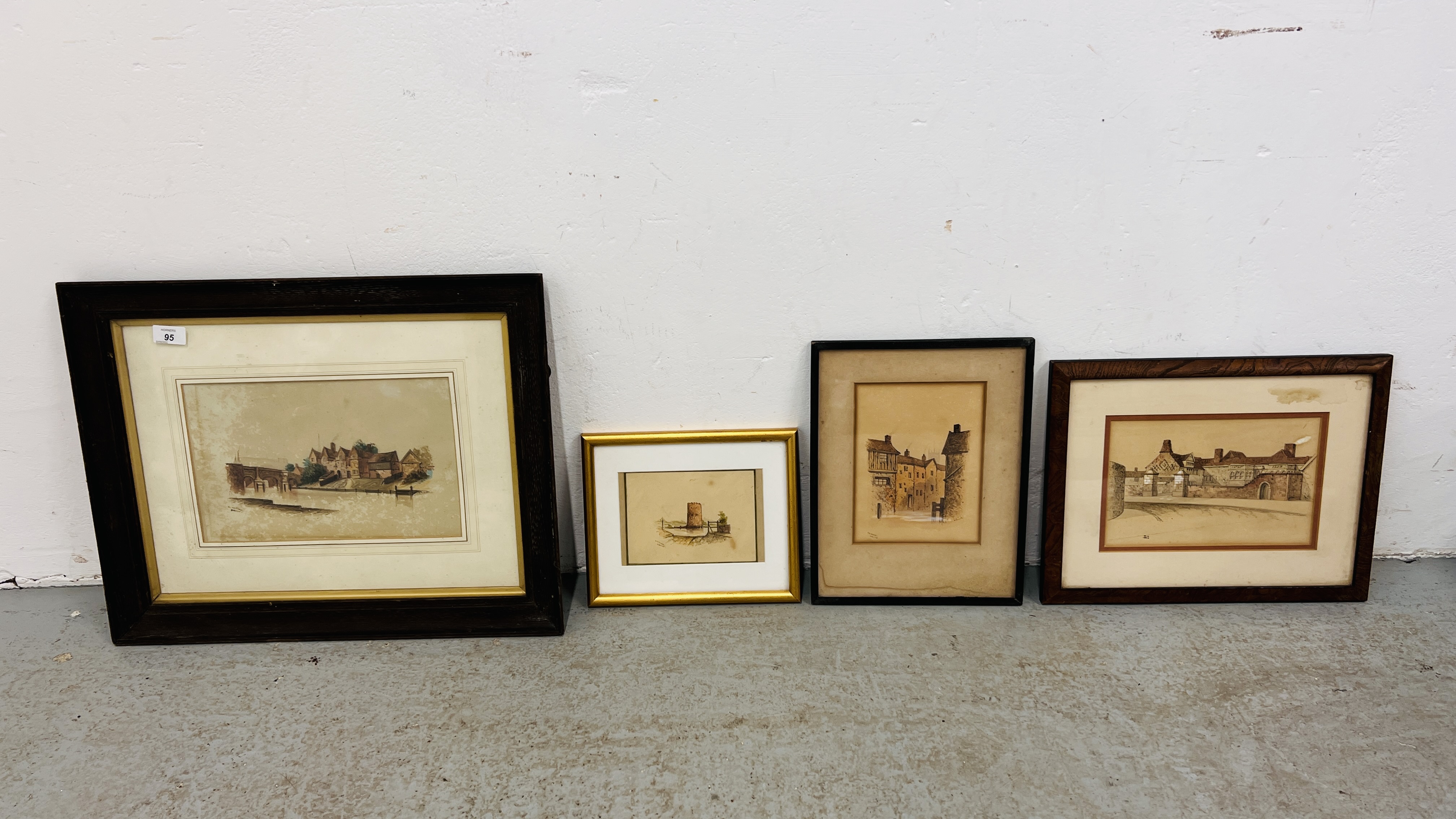 FOUR FRAMED AND MOUNTED WATERCOLOURS BY E.