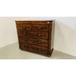 AN ANTIQUE MAHOGANY TWO OVER THREE CHEST OF DRAWERS WIDTH 125CM. DEPTH 50CM. HEIGHT 114CM.