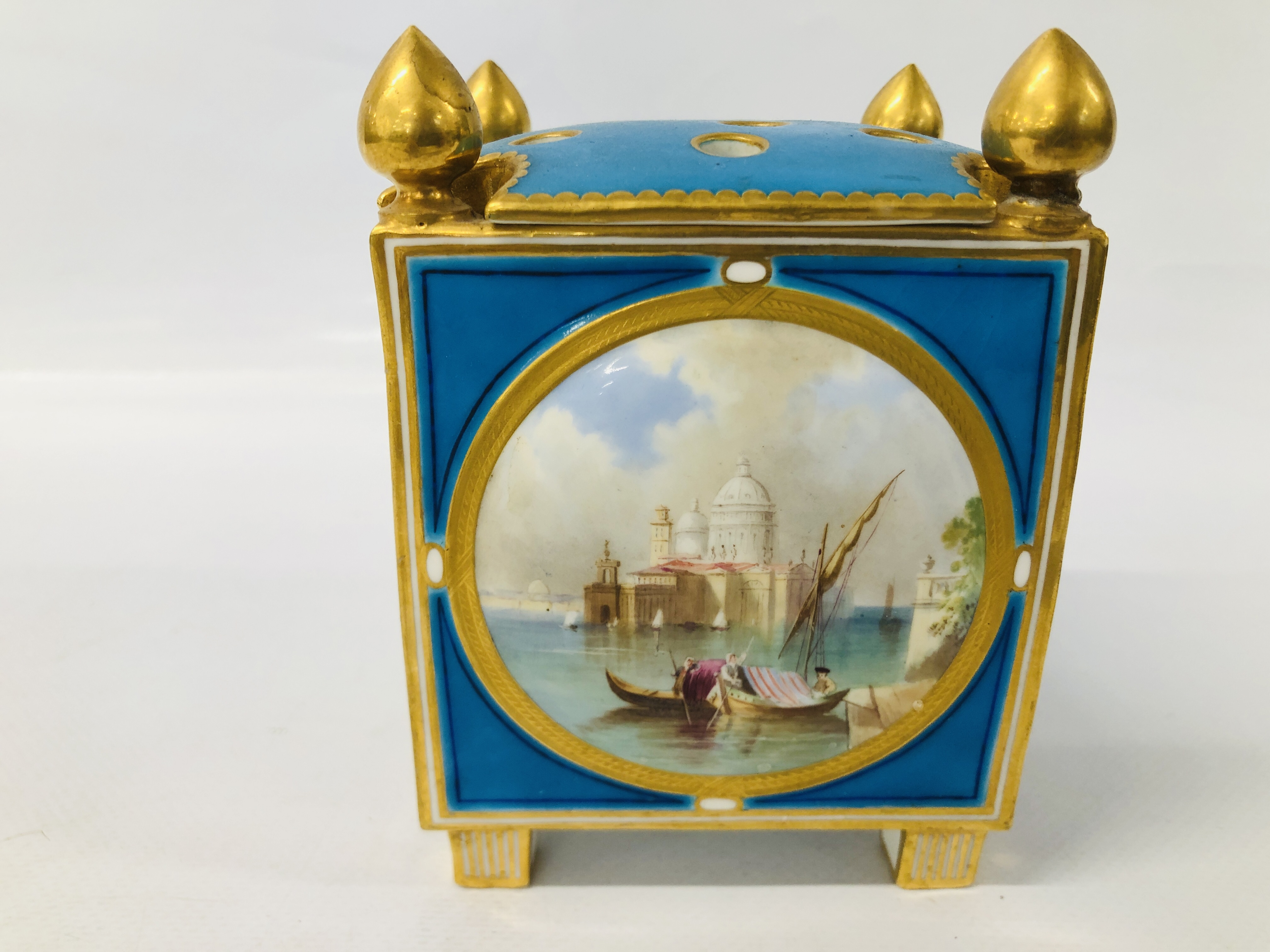 A PAIR OF SÉVRES STYLE BLEU CELESTE POT POURRI BOXES OF CUBOID FORM, - Image 13 of 15