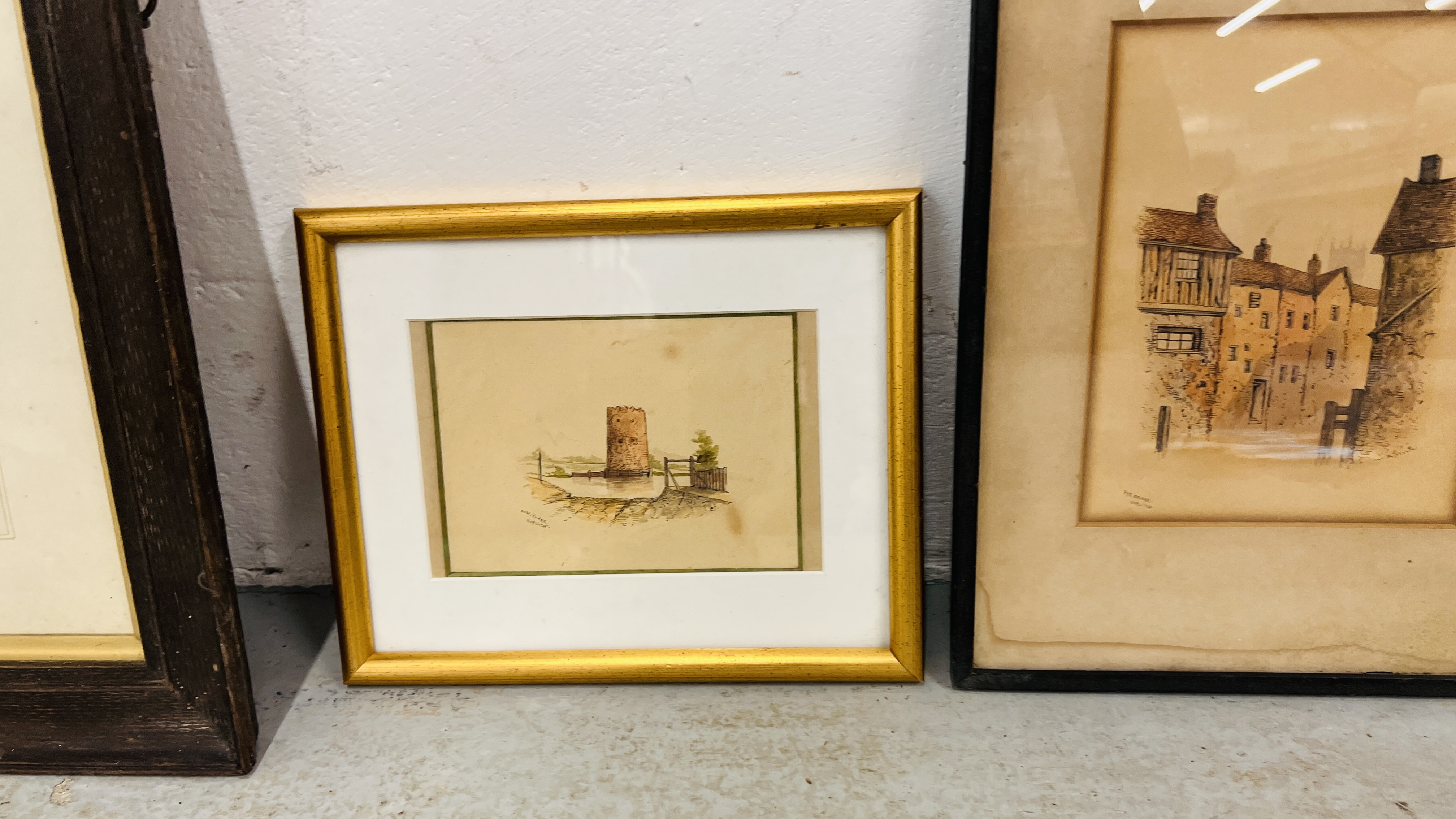 FOUR FRAMED AND MOUNTED WATERCOLOURS BY E. - Image 4 of 5