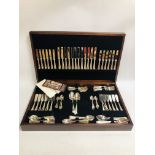 APPROXIMATELY 124 PIECE CANTEEN OF SILVER PLATED CUTLERY IN A CANTEEN BOX ON REEDED LEG A/F (WIDTH