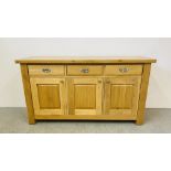 WILLIS & GAMBIER TUSCANY HILLS SOLID OAK THREE DRAWER THREE DOOR SIDEBOARD WIDTH 157CM. DEPTH 45CM.