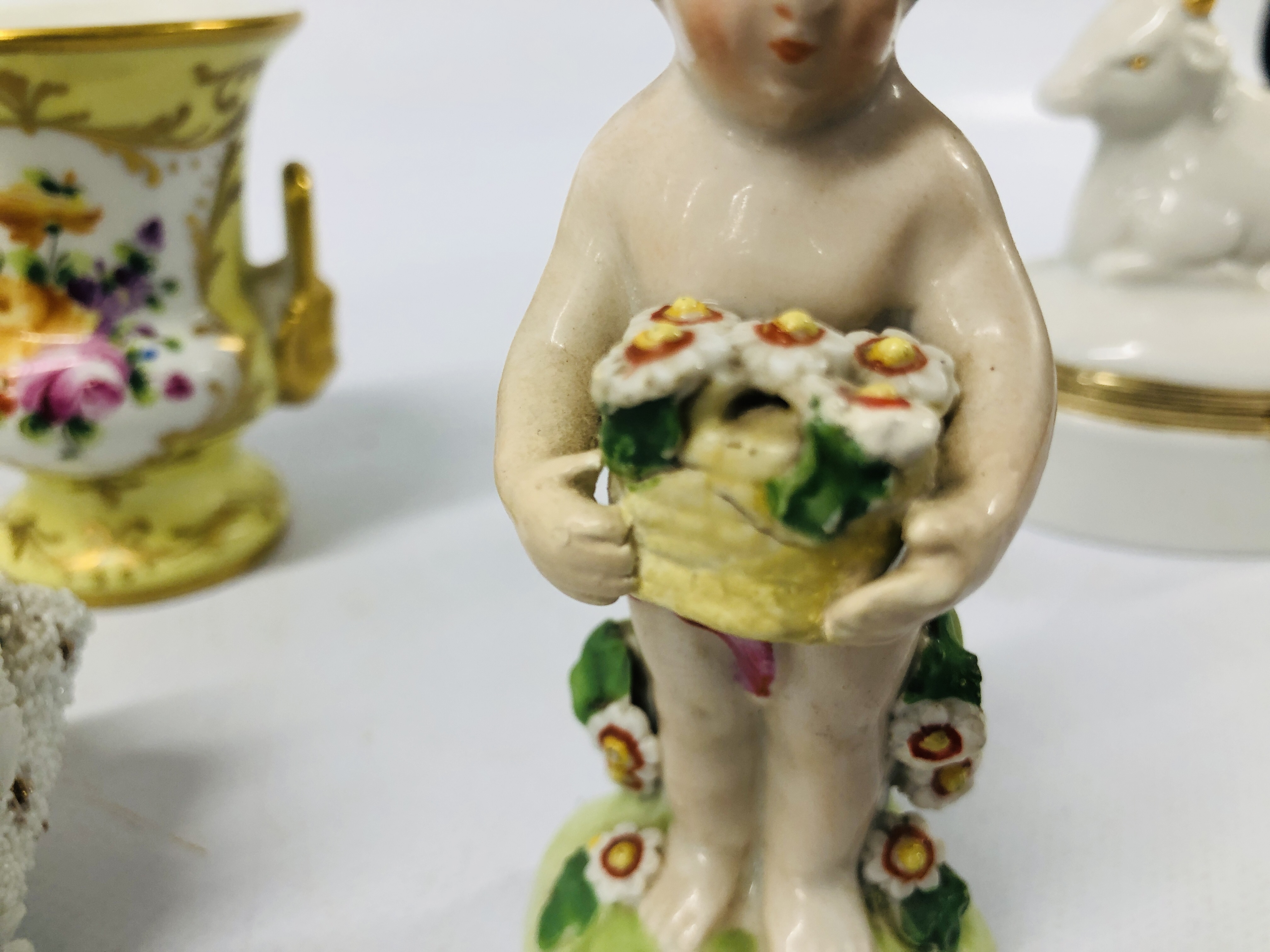 A GROUP OF HARDPASTE DECORATIVE EFFECTS TO INCLUDE SPILL VASE IN THE FORM OF A STANDING SHEPHERD - Image 8 of 12