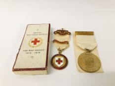 TWO RED CROSS "FOR WAR SERVICE" MEDALS IN ORIGINAL PACKING.