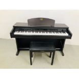 A YAMAHA CLAVINOVCE ELECTRIC KEYBOARD MODEL CVP-201 COMPLETE WITH STOOL AND BOOKS - SOLD AS SEEN