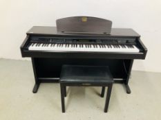 A YAMAHA CLAVINOVCE ELECTRIC KEYBOARD MODEL CVP-201 COMPLETE WITH STOOL AND BOOKS - SOLD AS SEEN