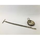 SILVER DOUBLE ALBERT WATCH CHAIN EACH LINK MARKED TOGETHER WITH SILVER POCKET WATCH CASING.