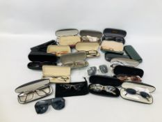 BOX OF ASSORTED PRESCRIPTION READING GLASSES TO INCLUDE DESIGNER BRANDED, ETC.