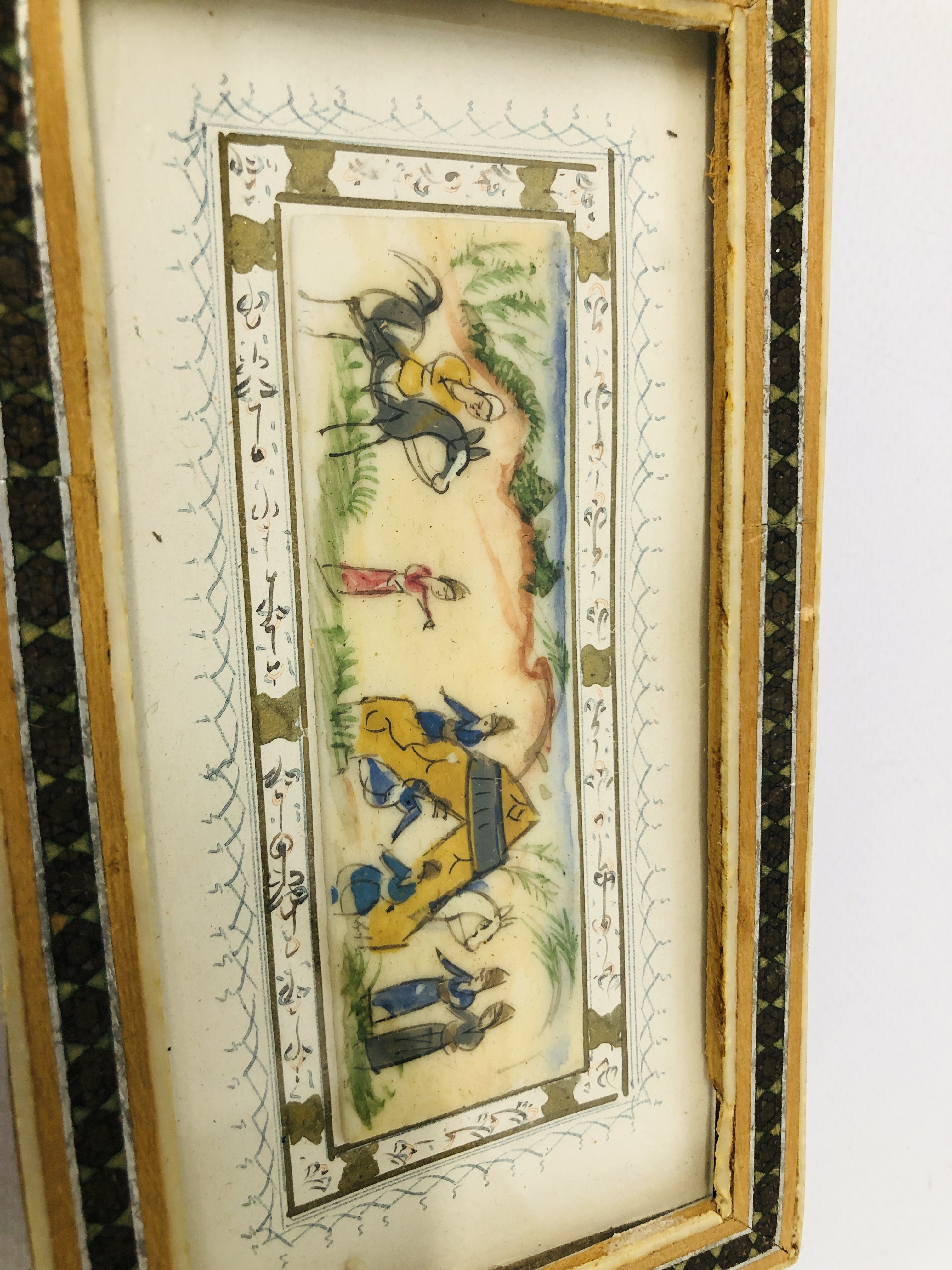 ORIENTAL LACQUERED PRESENTATION BOX WITH MOTHER OF PEARL DETAIL, BEARING INSCRIPTION, - Image 6 of 13