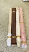 FOUR ROLLS OF UPHOLSTERY MATERIAL (APPROX. WIDTH 145CM.