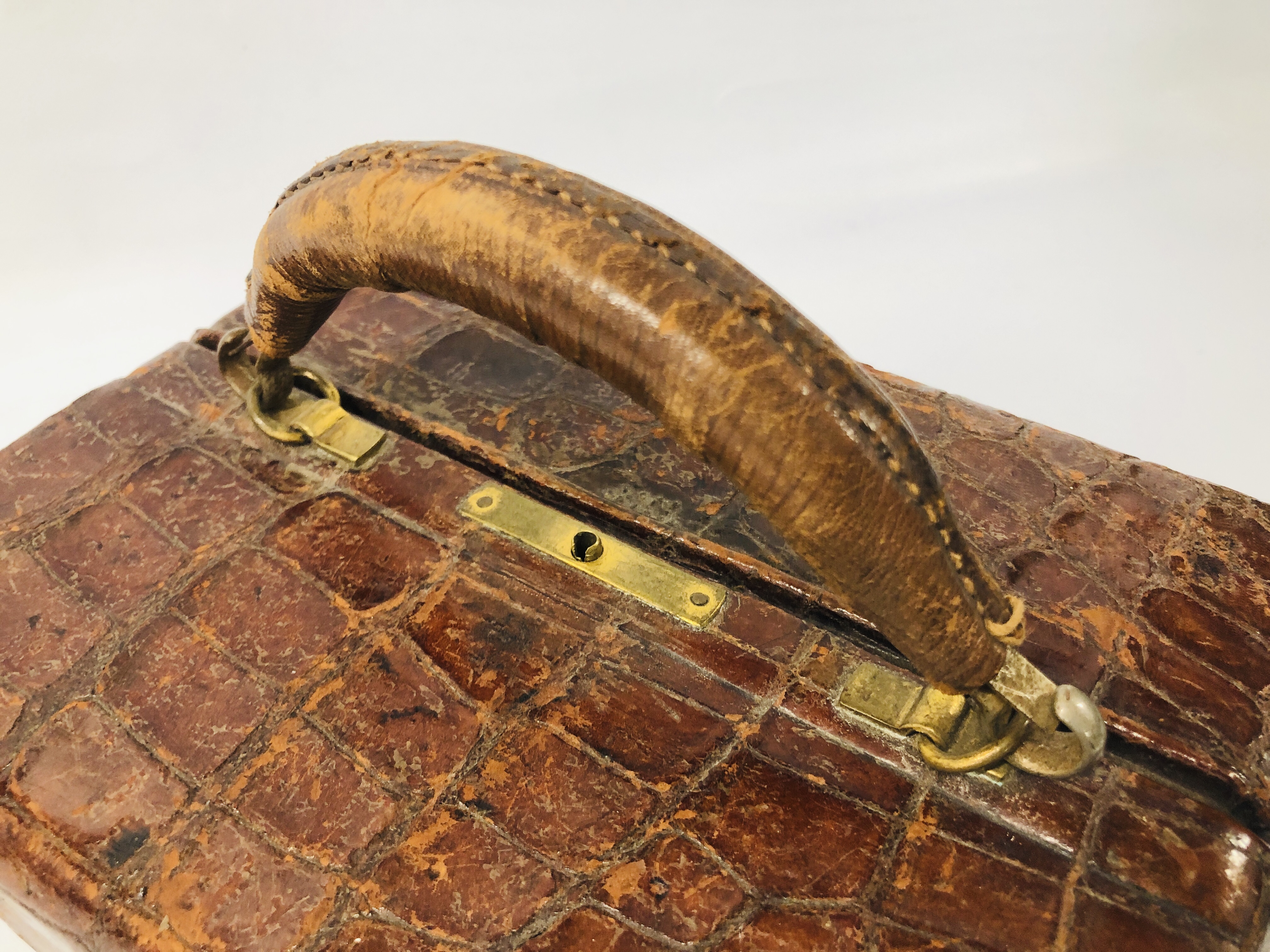 TWO VINTAGE NEEDLEWORK BAGS ALONG WITH A VINTAGE BROWN CROCODILE SKIN "ASPREYS LONDON" TRAVELLING - Image 14 of 14