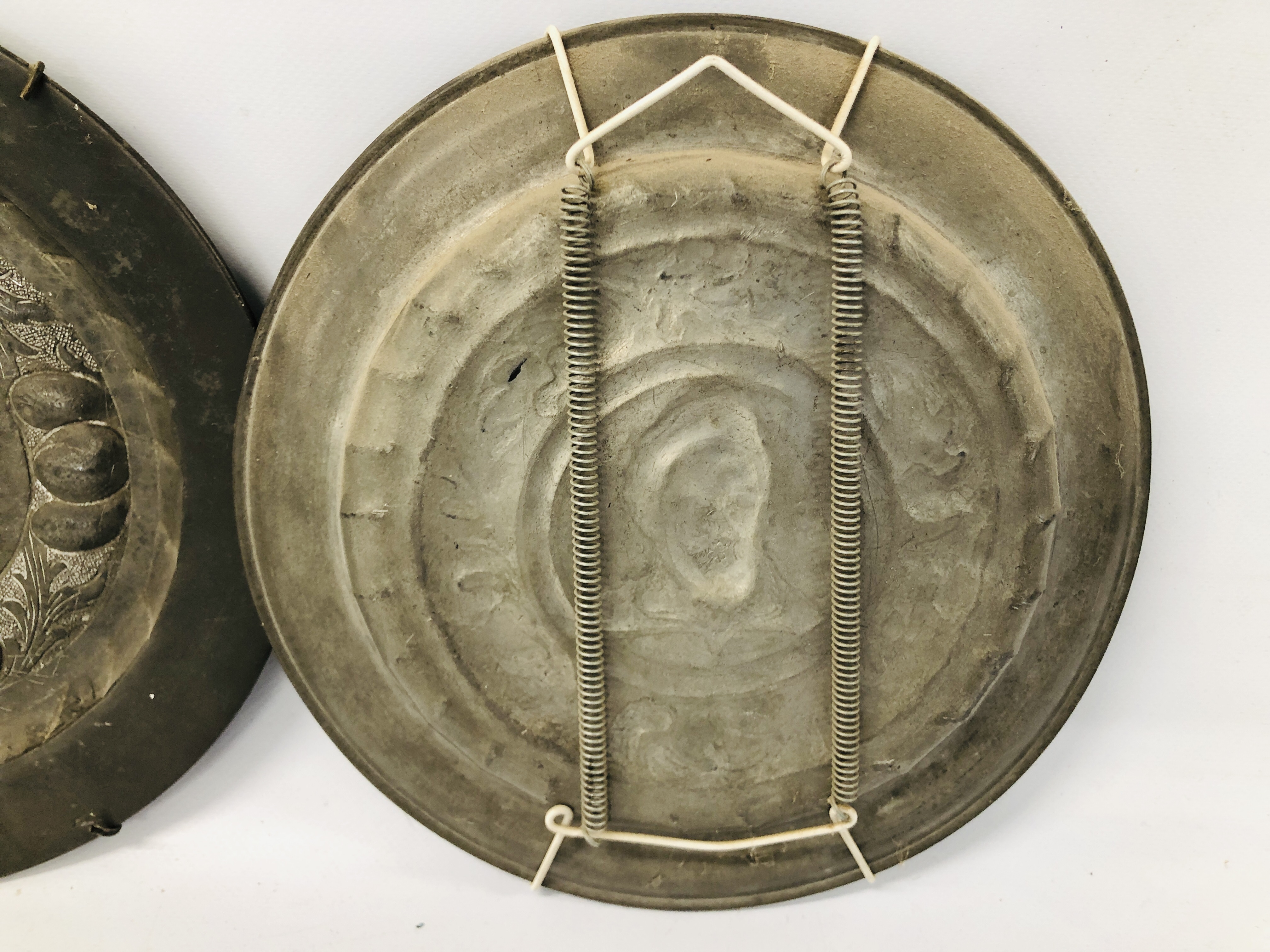 THREE PERIOD PEWTER PLATES/CHARGERS, - Image 4 of 10