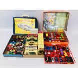A COLLECTION OF DIE CAST LESNEY/MATCHBOX AND OTHER VEHICLES PLUS MATCHBOX COLLECTORS CASE AND ONE