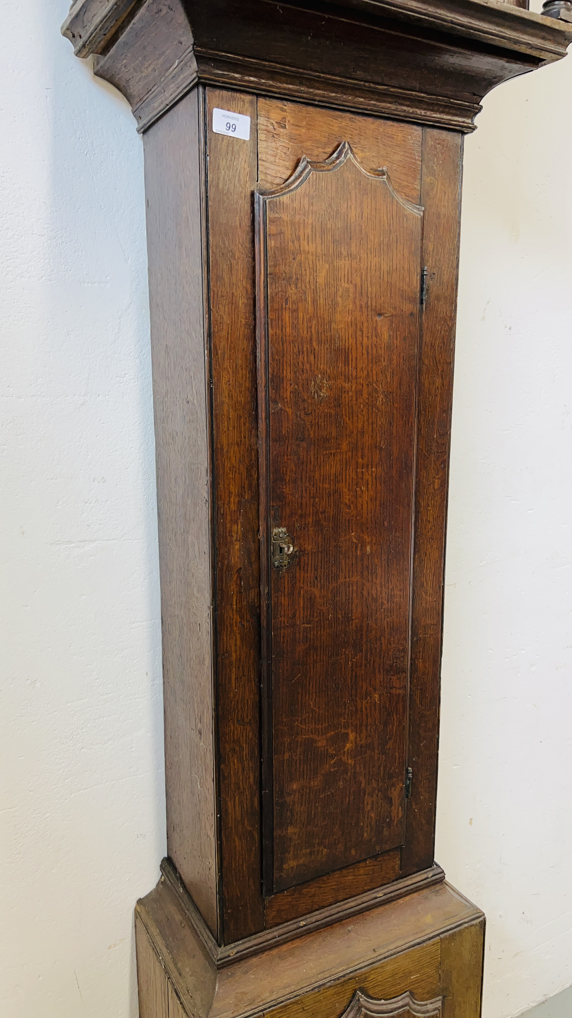 AN ANTIQUE OAK CASED GRANDFATHER CLOCK, - Image 10 of 18