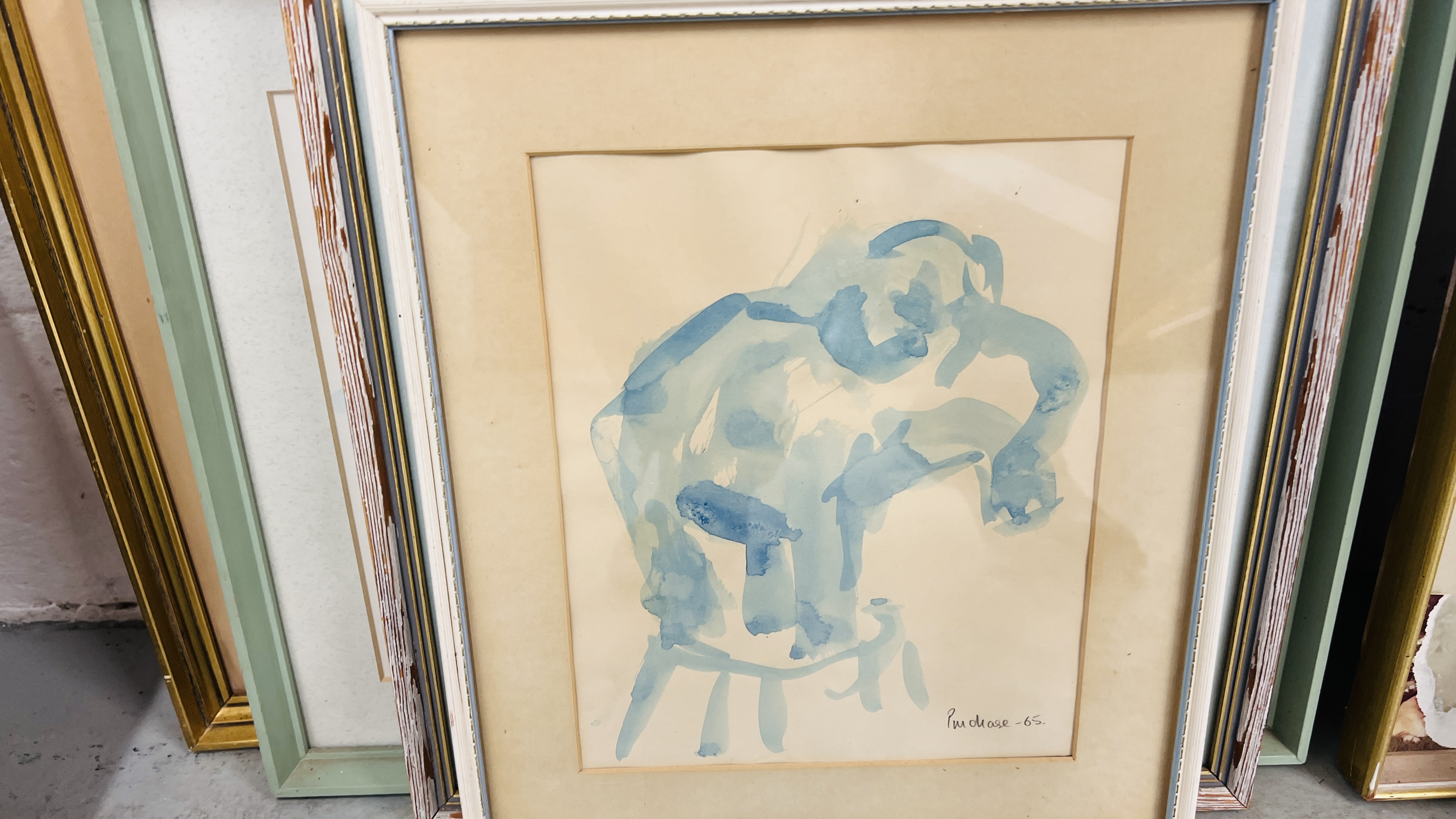 A COLLECTION OF 10 FRAMED ETCHINGS AND WATERCOLOUR BEARING SIGNATURE PURCHASE - Image 7 of 10