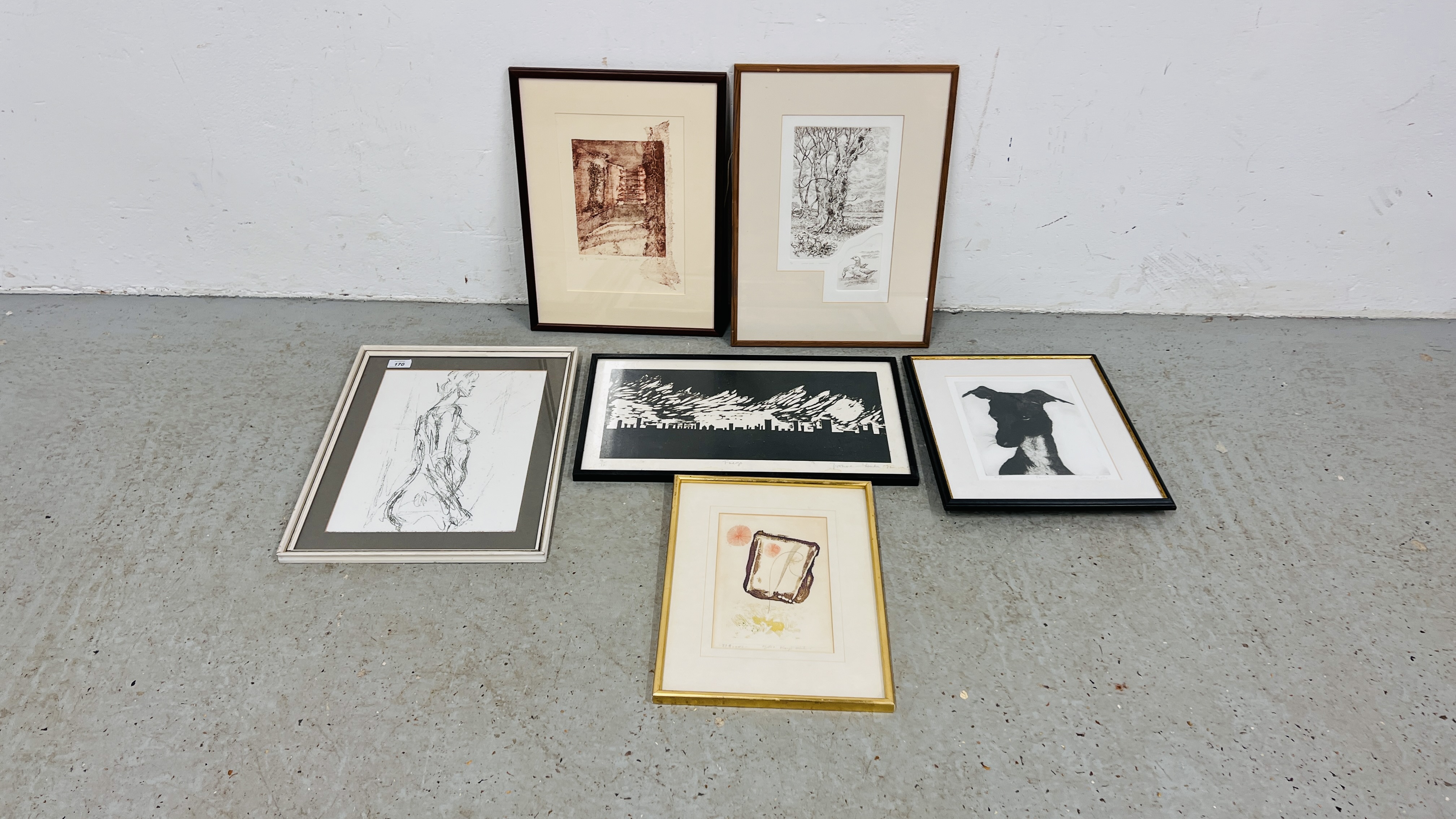 A GROUP OF SIX FRAMED PRINTS TO INCLUDE SONIA ROLLO ARTISTS PROOF "PEARL",