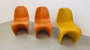 THREE MID CENTURY CHAIRS IN THE STYLE OF "VERNER PANTON"