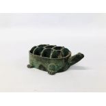 JAPANESE BRONZE OF A TURTLE USED IN IKEBANA FLOWER ARRANGING L 11CM X H .35CM.