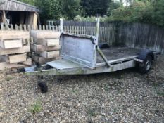 AN ALUMINIUM CARAVAN CHASSIS TRAILER CONVERSION FOR RESTORATION/SPARES OR REPAIRS (TRAILER LENGTH 3.