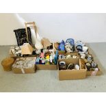 NINE BOXES OF ASSORTED HOUSEHOLD SUNDRIES AS CLEARED TO INCLUDE SEWING AND EMBROIDERY, GLASSWARES,