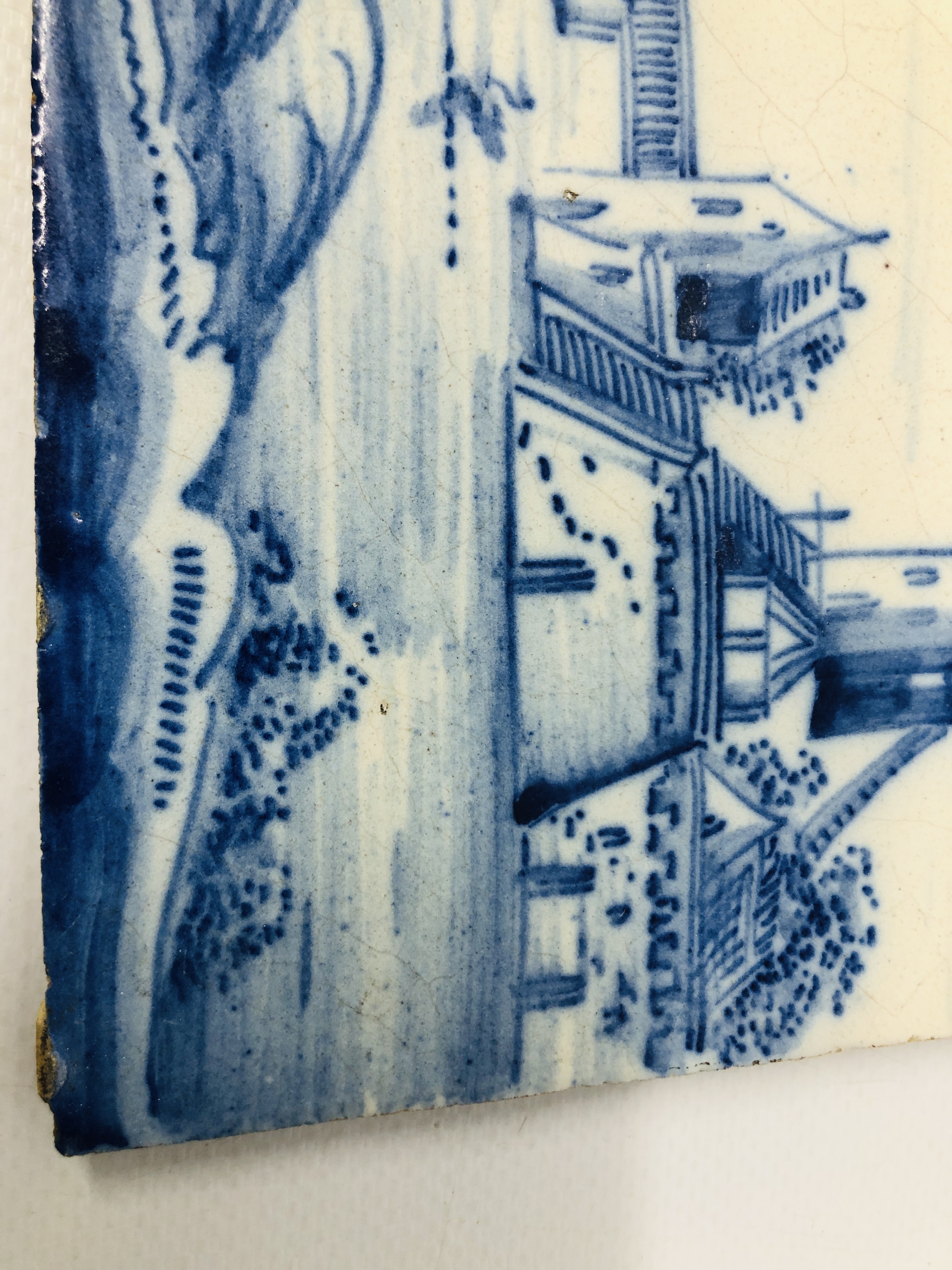 PAIR OF VINTAGE BLUE AND WHITE DELFT TILES TO INCLUDE A WINDMILL SCENE WIDTH 13.5CM HEIGHT 13.5CM. - Image 10 of 12