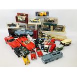 2 BOXES OF ASSORTED DIE CAST MODEL VEHICLES, MANY BOXED TO INCLUDE CORGI, MATCHBOX,