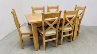 WILLIS & GAMBIER TUSCANY HILLS SOLID OAK EXTENDING DINING TABLE AND 6 DINING CHAIRS