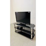 A PANASONIC VIERA 32 INCH TELEVISION PLUS PANASONIC BLU-RAY DVD PLAYER AND STAND (WITH REMOTES) -